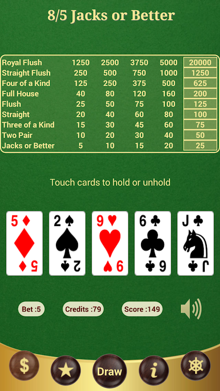 8/5 Jacks or Better Poker Captura de pantalla 2