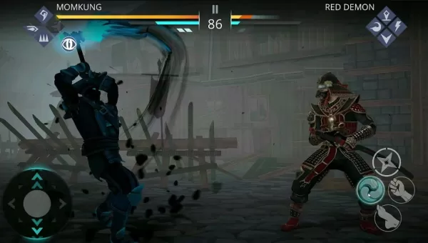 Shadow Fight 3 combat showcase featuring high-tier gear