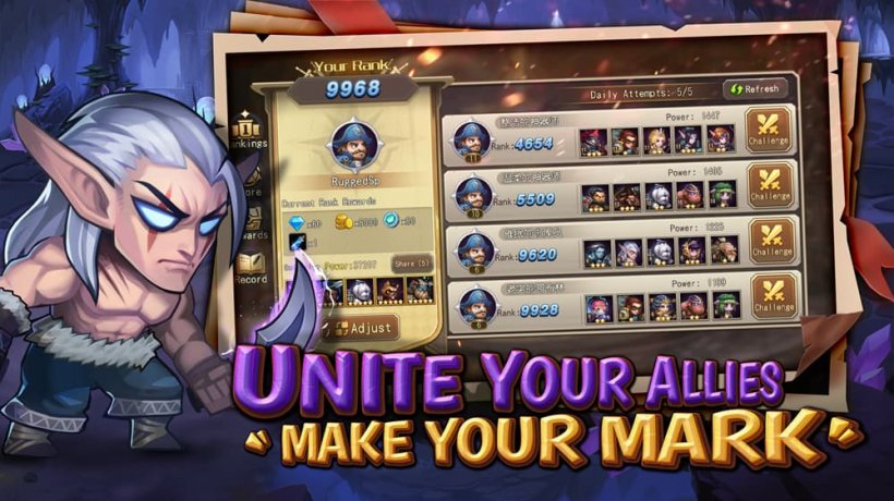 A store-page screenshot showcasing a Warcraft-style purple elf alongside another embedded screenshot.