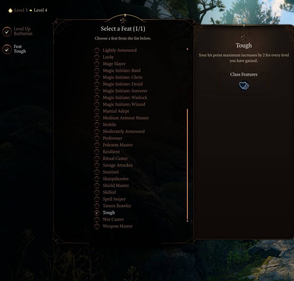 Изображение, показывающее жесткий подвиг в Baldur's Gate 3 (BG3), как часть статьи о лучших подвигах для выбора для класса.