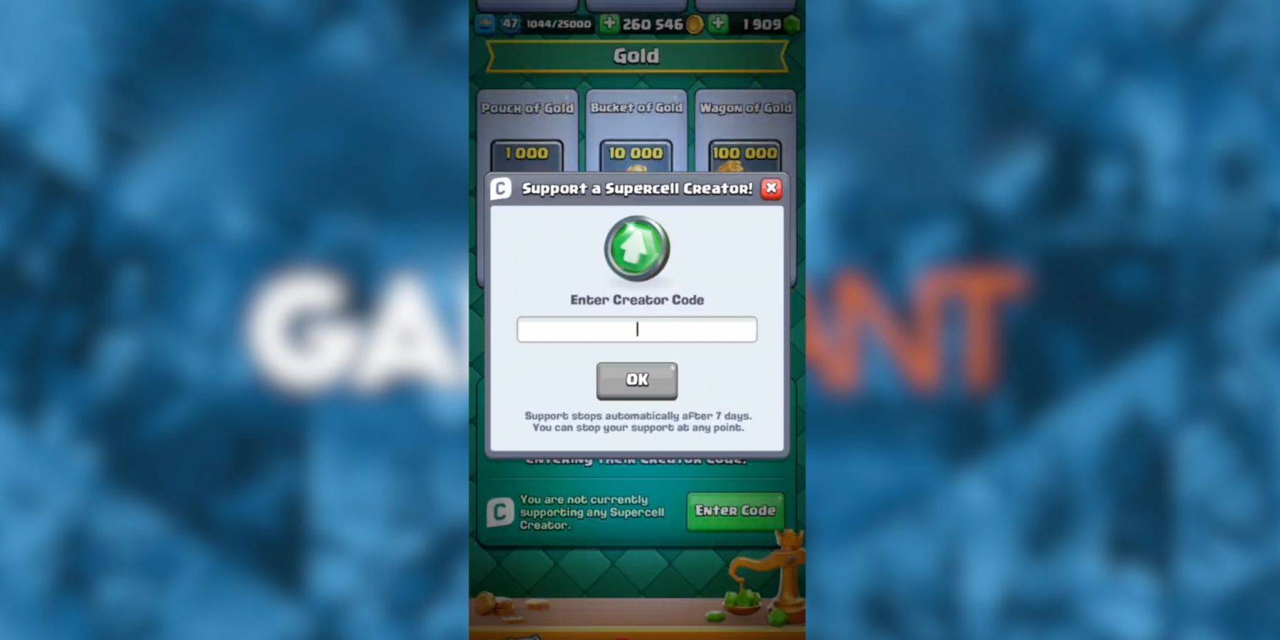 Redeeming Creator Codes in Clash Royale
