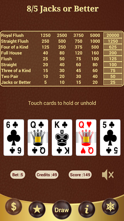 8/5 Jacks or Better Poker Captura de pantalla 3