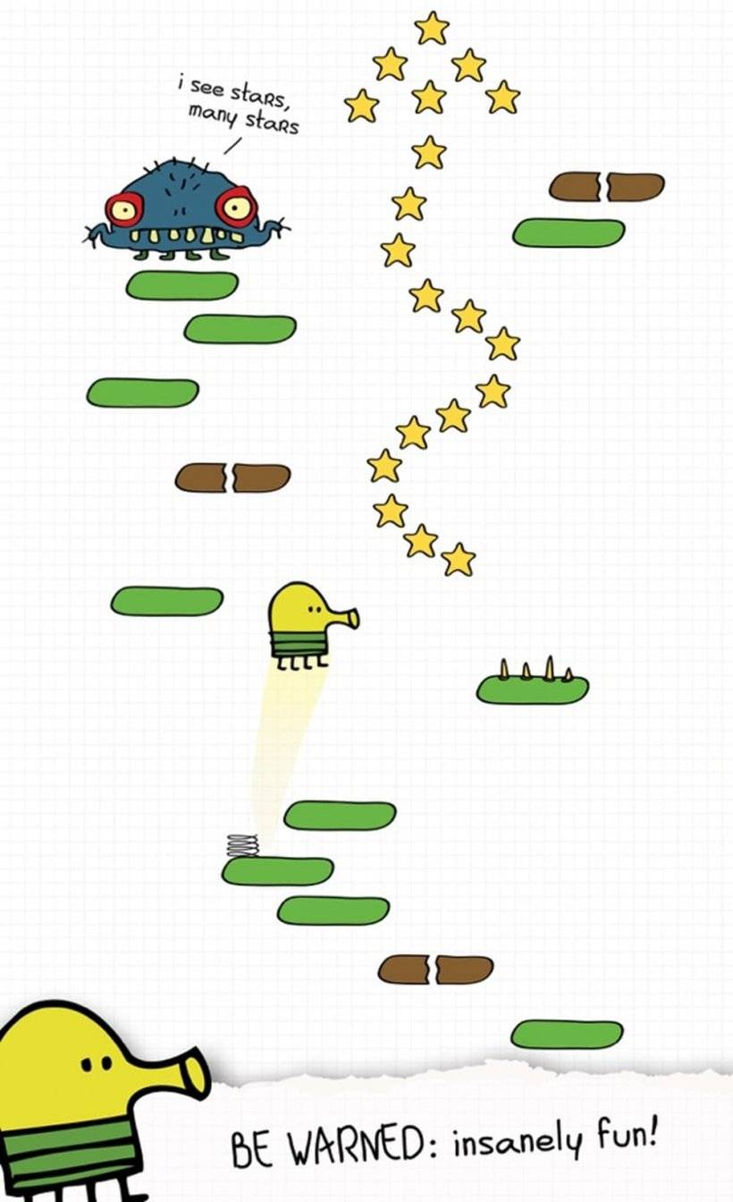 当涂鸦跳过外星人时，涂鸦的屏幕截图跳动了