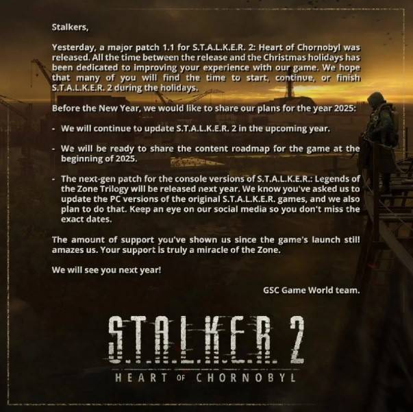 Stalker 2 ဖန်တီးသူများသည် 2025 အတွက်သူတို့၏အစီအစဉ်များကိုမျှဝေခဲ့ကြသည်
