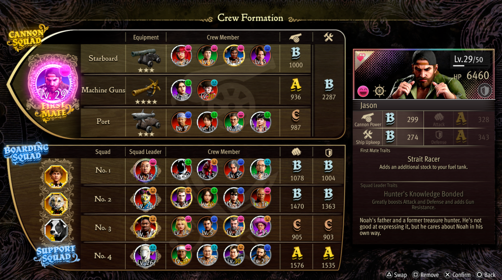 The Crew Management System in Like a Dragon: Ishin! (Pirate Yakuza in Hawaii)