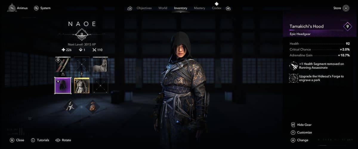 “刺客信條陰影中的衣服和外觀：嚮導”