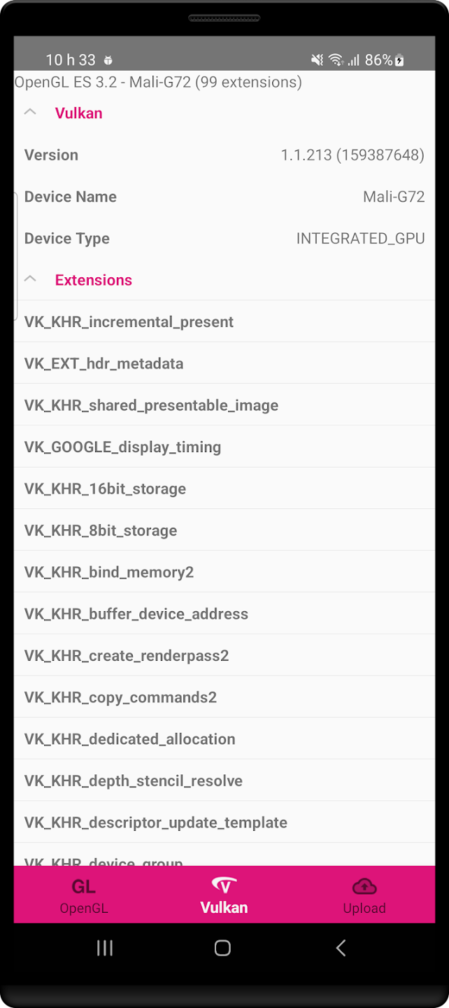 GLview Extensions Viewer Captura de tela 1