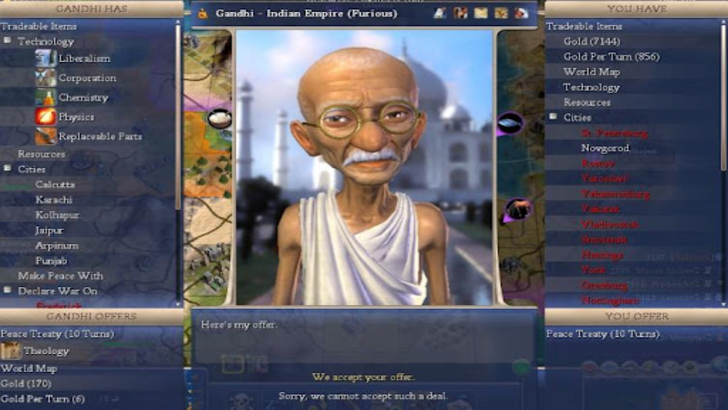 Civ 7不会让Gandhi去核能，但是他曾经吗？