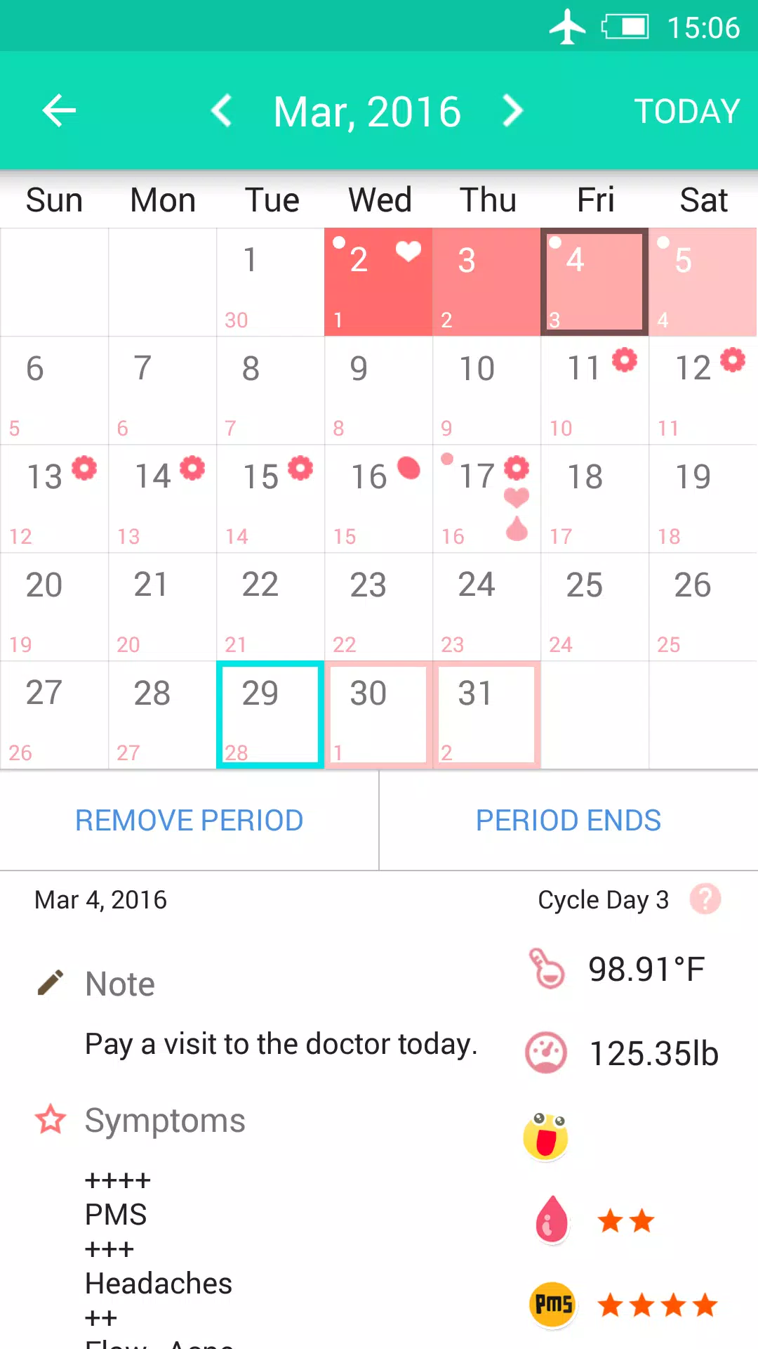 Calendário período da ovulação Captura de tela 2