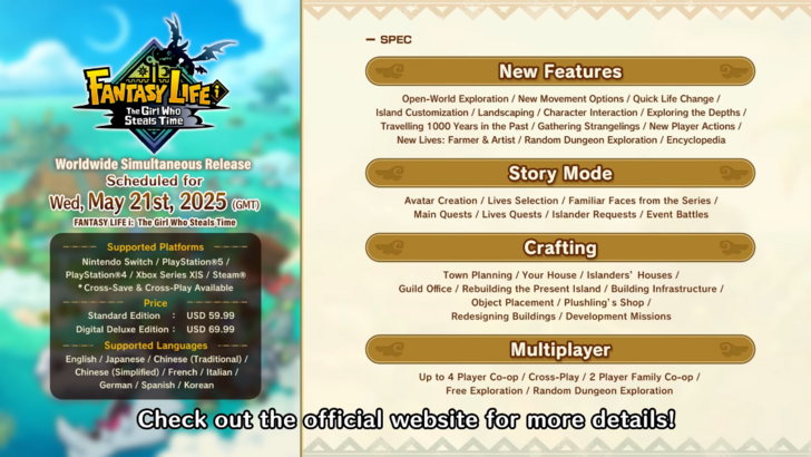 Fantasy Life I: A garota que rouba a data e hora de lançamento do tempo