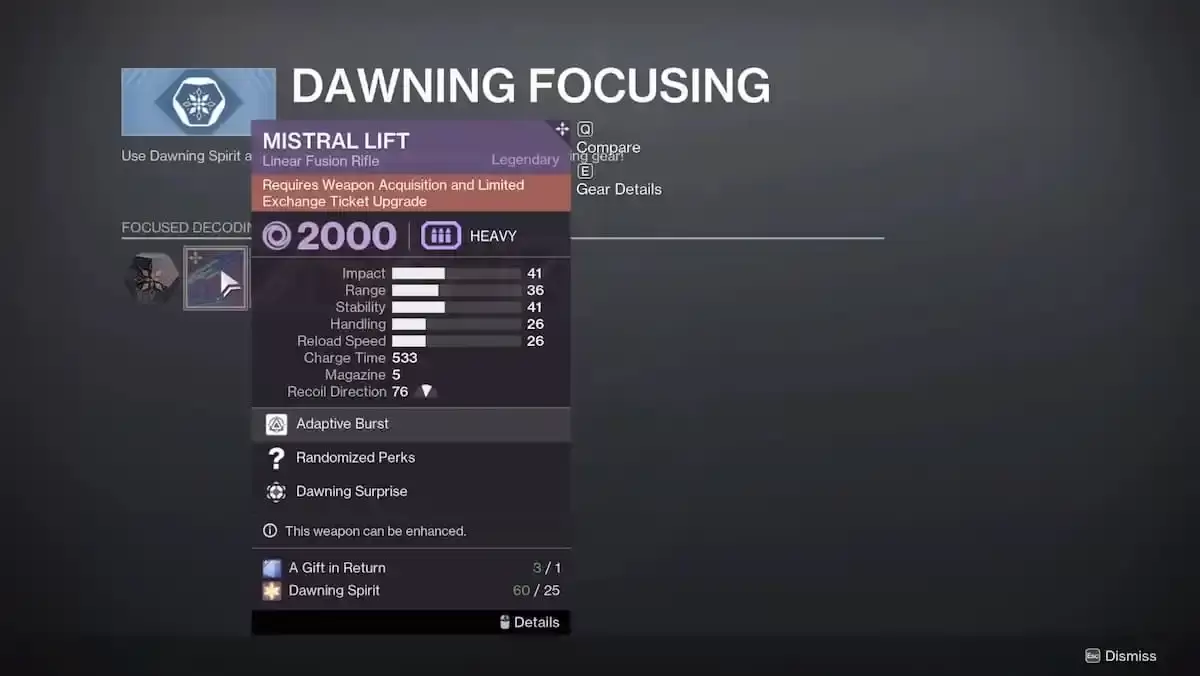 Eva Levante's Dawning Event Inventory