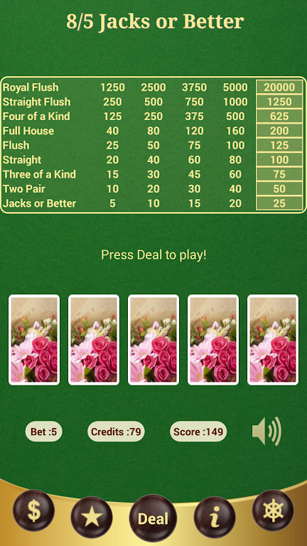 8/5 Jacks or Better Poker Captura de pantalla 1
