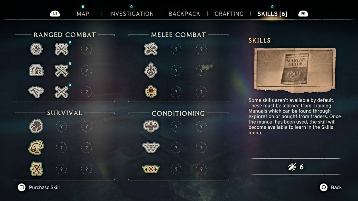Menu di abilità in atomfall