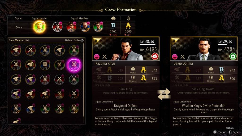 Daigo Dojima Crew Formation Stats