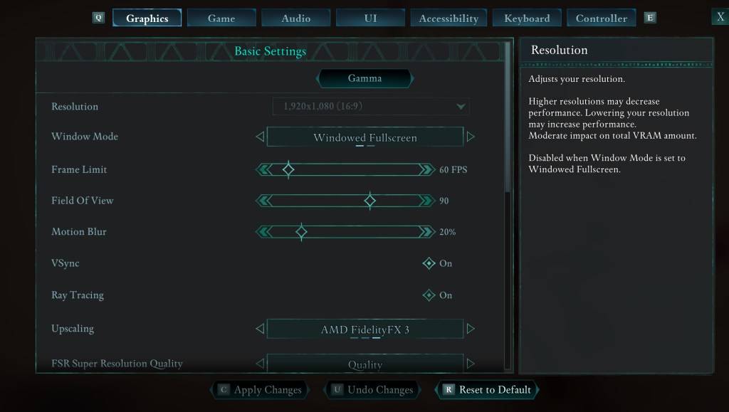 Un'immagine che mostra il menu Impostazioni in dichiarato come parte di una guida su come ridurre la cinetosi durante il gioco.