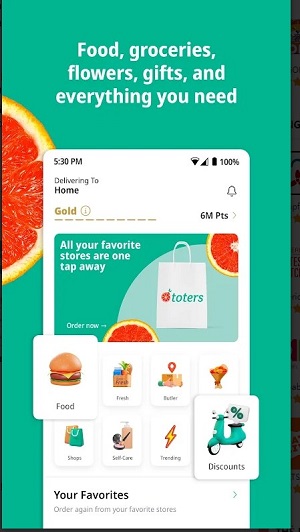 Schermata Toters: Food Delivery & More 1