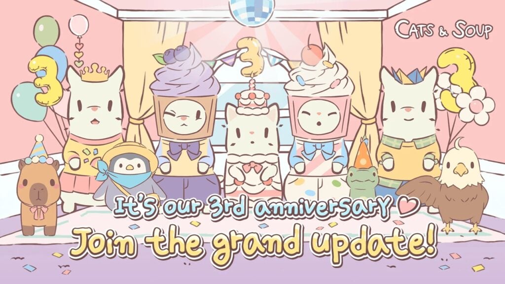 アイドルタイクーンゲーム猫＆スープは、新しい猫との3周年を祝います！