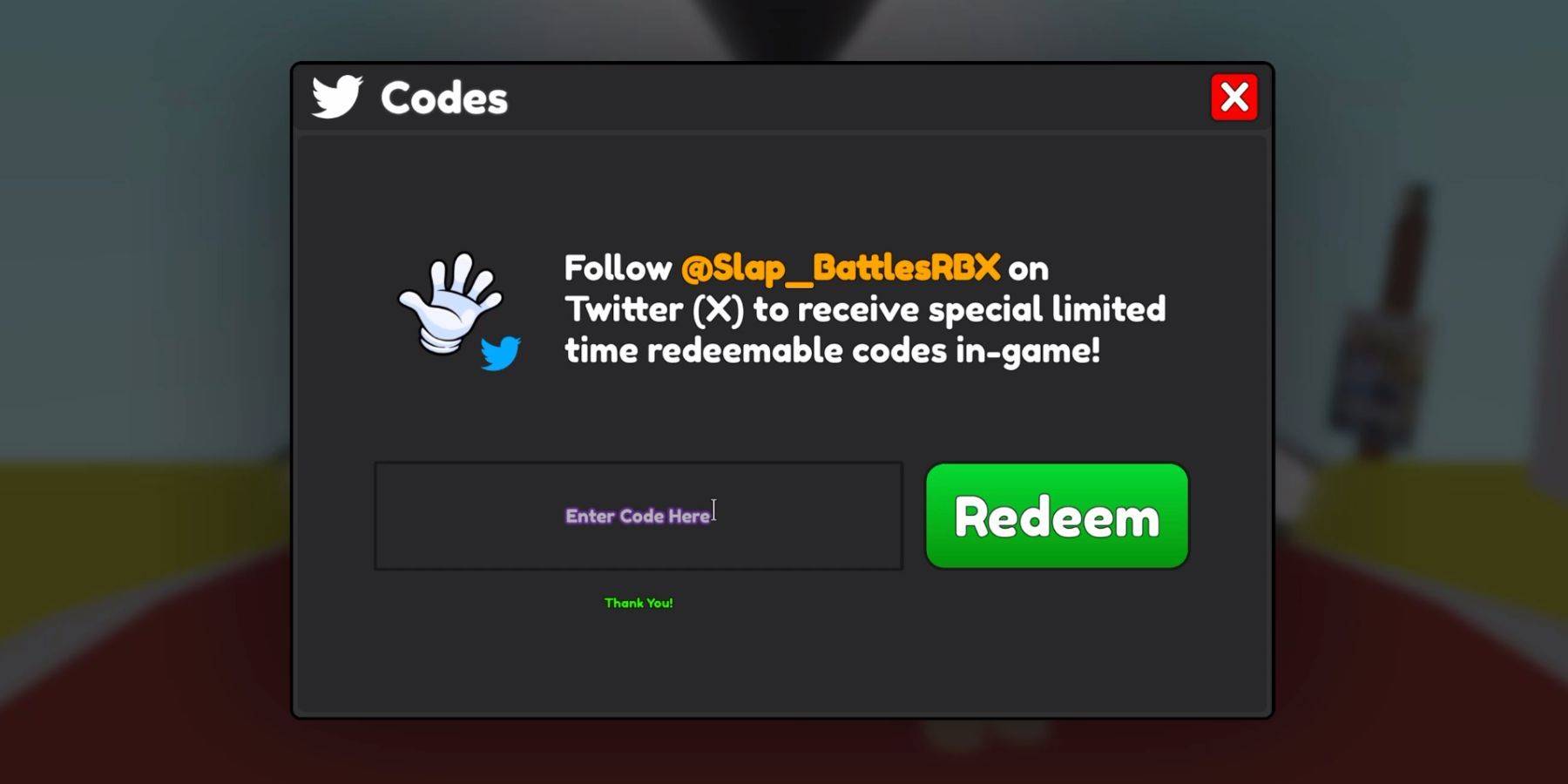 Slap Battles Code Entry