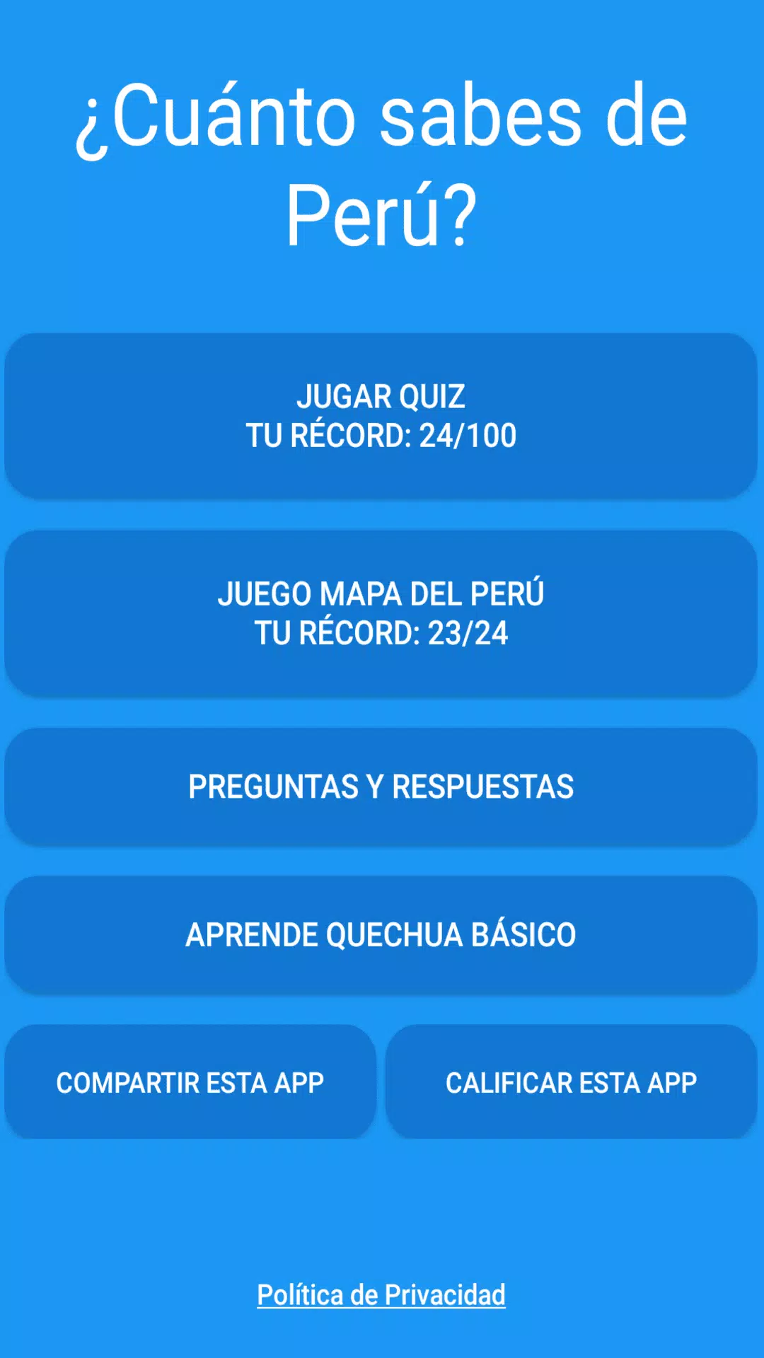 Test: ¿Cuánto sabes de Perú? Captura de pantalla 1